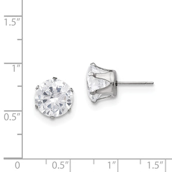 Stainless Steel Polished 10mm Round CZ Stud Post Earrings