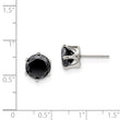 Stainless Steel Polished 9mm Black Round CZ Stud Post Earrings