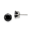 Stainless Steel Polished 10mm Black Round CZ Stud Post Earrings