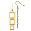 Stainless Steel Gold IP plated Rectangle Dangle Earrings