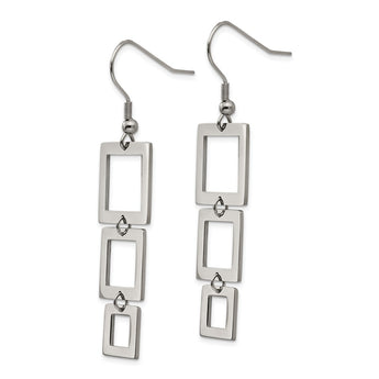 Stainless Steel Rectangle Dangle Earrings