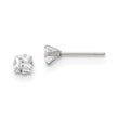 Stainless Steel Polished 4mm Square CZ Stud Post Earrings - Birthstone Company