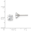 Stainless Steel Polished 6mm Square CZ Stud Post Earrings