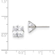 Stainless Steel Polished 8mm Square CZ Stud Post Earrings
