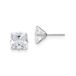 Stainless Steel Polished 9mm Square CZ Stud Post Earrings