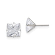 Stainless Steel Polished 10mm Square CZ Stud Post Earrings