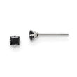 Stainless Steel Polished 3mm Black Square CZ Stud Post Earrings - Birthstone Company