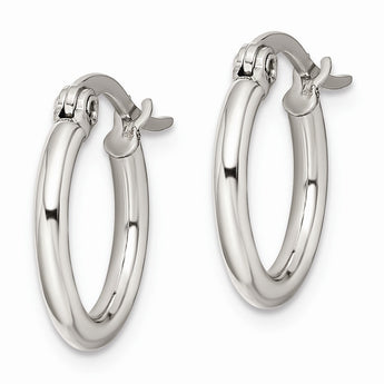 Stainless Steel 15.50mm Diameter Hoop Earrings