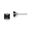 Stainless Steel Polished 6mm Black Square CZ Stud Post Earrings