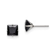 Stainless Steel Polished 7mm Black Square CZ Stud Post Earrings