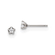 Stainless Steel Polished 3mm Star CZ Stud Post Earrings - Birthstone Company