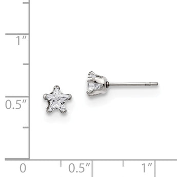 Stainless Steel Polished 5mm Star CZ Stud Post Earrings