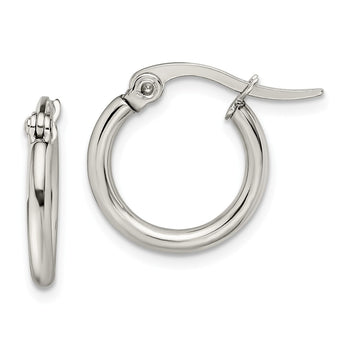 Stainless Steel 15.50mm Diameter Hoop Earrings