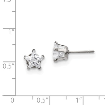 Stainless Steel Polished 7mm Star CZ Stud Post Earrings