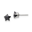 Stainless Steel Polished 7mm Black Star CZ Stud Post Earrings