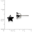 Stainless Steel Polished 8mm Black Star CZ Stud Post Earrings