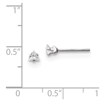 Stainless Steel Polished 3mm Triangle CZ Stud Post Earrings - Birthstone Company