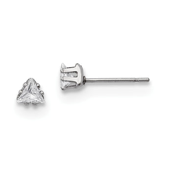 Stainless Steel Polished 4mm Triangle CZ Stud Post Earrings - Birthstone Company