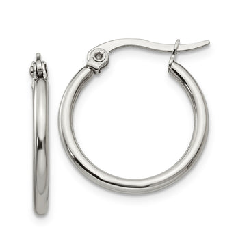 Stainless Steel 19.50mm Diameter Hoop Earrings