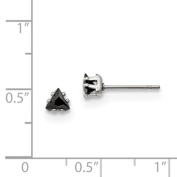 Stainless Steel Polished 4mm Black Triangle CZ Stud Post Earrings - Birthstone Company