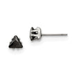 Stainless Steel Polished 5mm Black Triangle CZ Stud Post Earrings