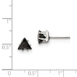Stainless Steel Polished 6mm Black Triangle CZ Stud Post Earrings
