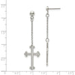 Stainless Steel Polished Cross Post Dangle Earrings