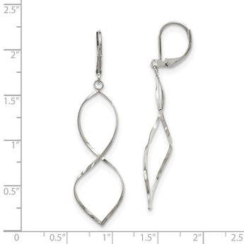 Stainless Steel Polished Twist Dangle Leverback Earrings