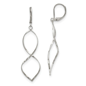 Stainless Steel Polished Twist Dangle Leverback Earrings