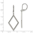 Stainless Steel Polished Small Diamond Shape Dangle Leverback Earrings