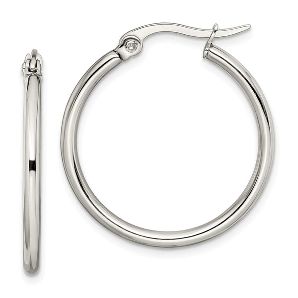 Stainless Steel 27mm Diameter Hoop Earrings
