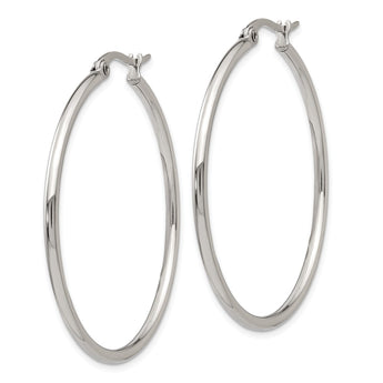 Stainless Steel 40.50mm Diameter Hoop Earrings