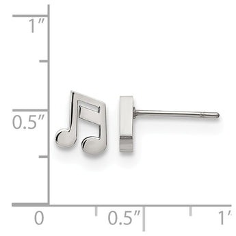 Stainless Steel Polished Music Note Post Earrings