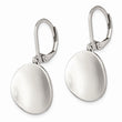 Stainless Steel Polished Curved Disk Leverback Dangle Earrings