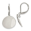 Stainless Steel Polished Curved Disk Leverback Dangle Earrings