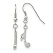 Stainless Steel Polished Music Note Dangle Shepherd Hook Earrings