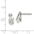 Stainless Steel Polished w/CZ Cat Post Earrings