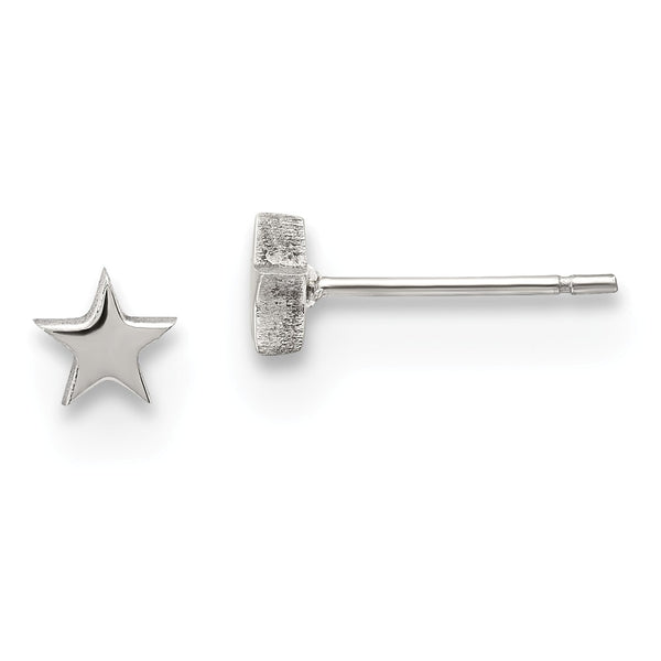 Stainless Steel Polished Star Post Earrings