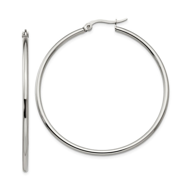 Stainless Steel 48mm Diameter Hoop Earrings