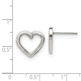 Stainless Steel Polished Heart Post Earrings