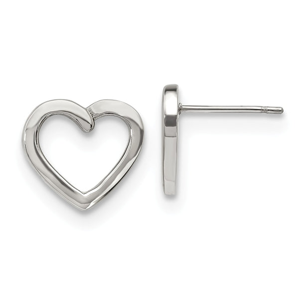 Stainless Steel Polished Heart Post Earrings