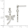 Stainless Steel Polished Dragonfly Post Dangle Earrings