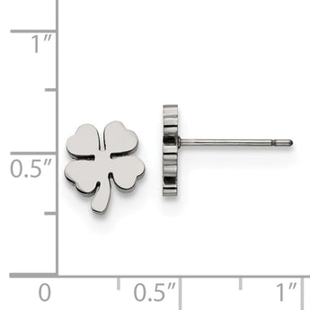 Stainless Steel Polished Four Leaf Clover Post Earrings