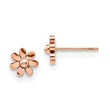 Stainless Steel Polished Rose IP-plated Flower Post Earrings
