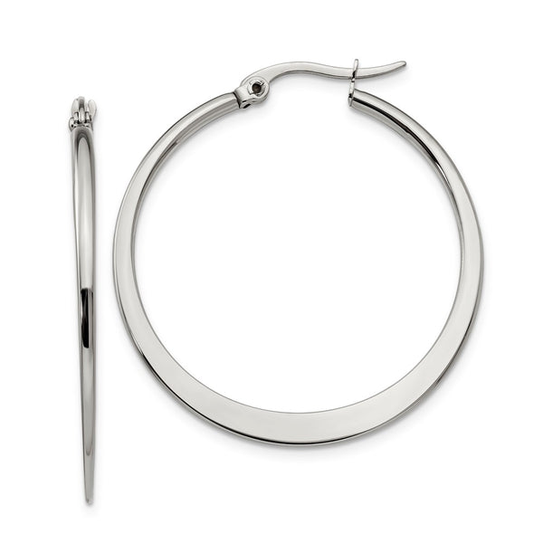 Stainless Steel 34mm Diameter Hoop Earrings