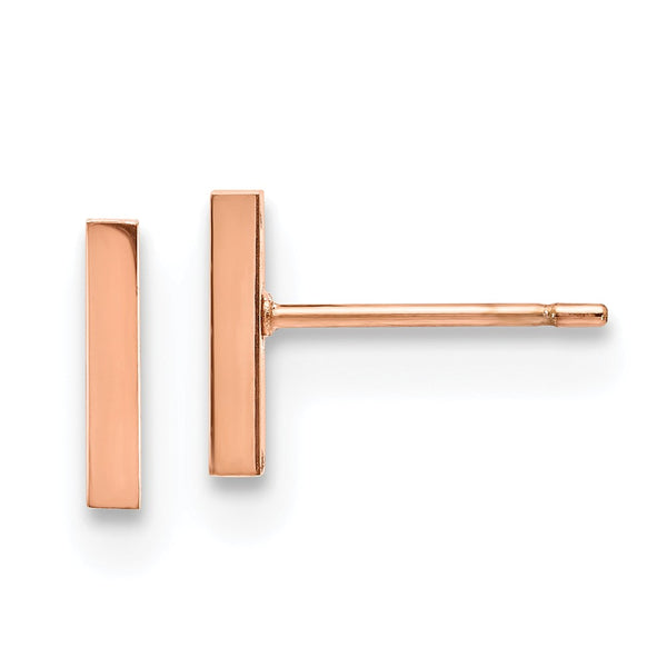Stainless Steel Polished Rose IP-plated Bar Post Earrings