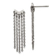 Stainless Steel Polished with Dangle Chain Post Earrings