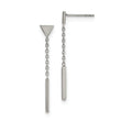 Stainless Steel Polished Dangle Bar Triangle Post Earrings