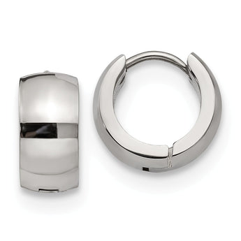 Stainless Steel Polished 6.0mm Hinged Hoop Earrings