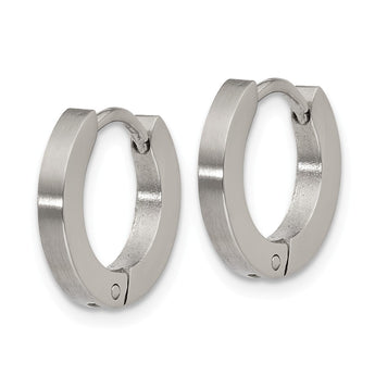 Stainless Steel Brushed and Polished 2.0mm Hinged Hoop Earrings